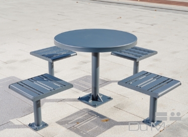 Table and benches outside