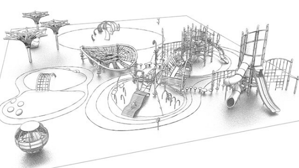 CAD drawing of custom playground