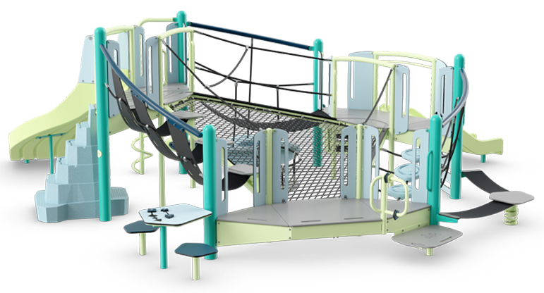Light blue and mint green Volo Pico+ playground rendering.